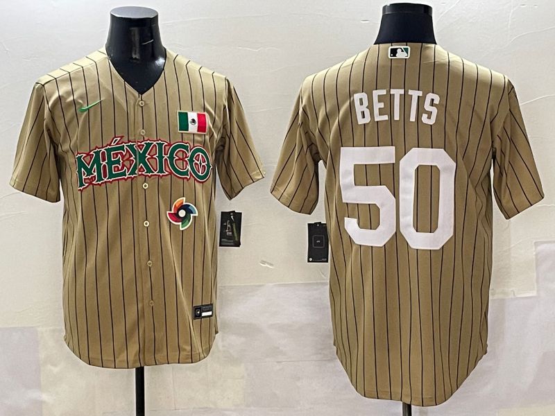 Men Mexico #50 Betts Brown Stripe Joint Name 2025 Nike MLB Jersey style 6->more jerseys->MLB Jersey